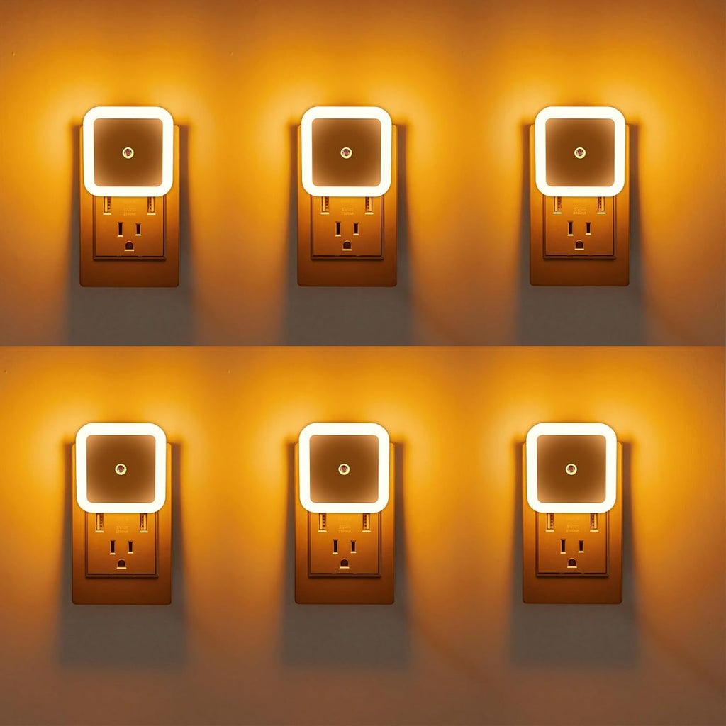 KINUR 6 Pack Night Light, LED Night Lights Plug into Wall with Dusk to Dawn sensors, Plug in Night Lights for Kids Room, Bedroom…