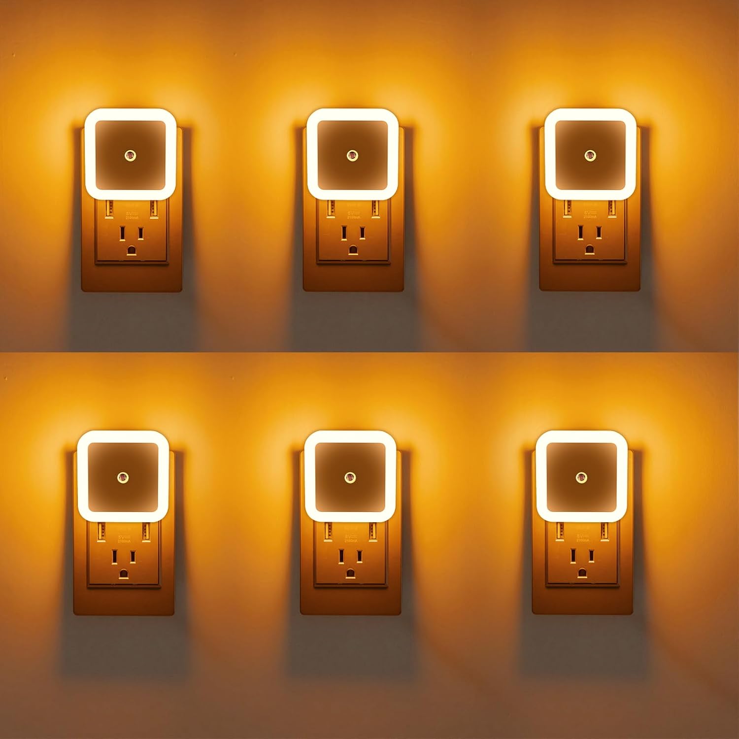 KINUR 6 Pack Night Light, LED Night Lights Plug into Wall with Dusk to Dawn sensors, Plug in Night Lights for Kids Room, Bedroom…