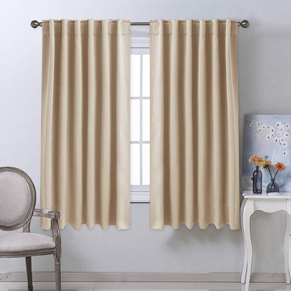Nicetown Window Treatment Curtains Room Darkening Drapes - (Biscotti Beige Color) 52 Width X 63 Drop Each Panel, 2 Panels Set, Curtains and…