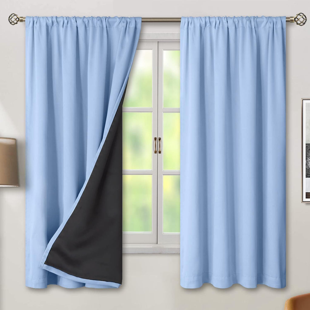 BGment Full Blackout Curtains with Thermal Insulation Liner Curtains 63 Inches Long, Rod Pocket and Back Tab Double Layer Room Darkening…