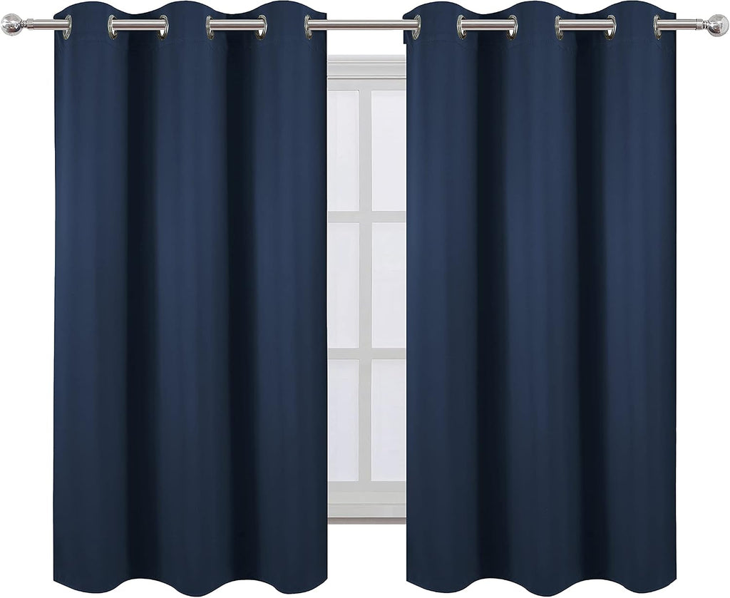 Lemomo Navy Blue Blackout Curtains 42 x 54 Inch Length Set of 2 Panels Grommet Bedroom Curtains for Living Room 54 Inch Blue