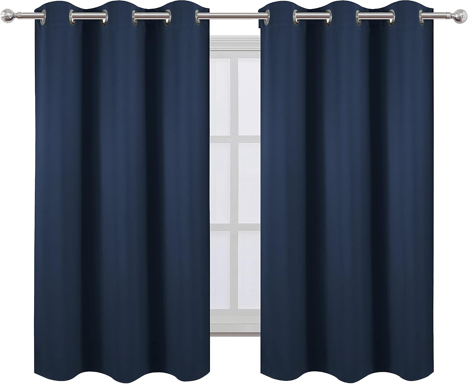 Lemomo Navy Blue Blackout Curtains 42 x 54 Inch Length Set of 2 Panels Grommet Bedroom Curtains for Living Room 54 Inch Blue