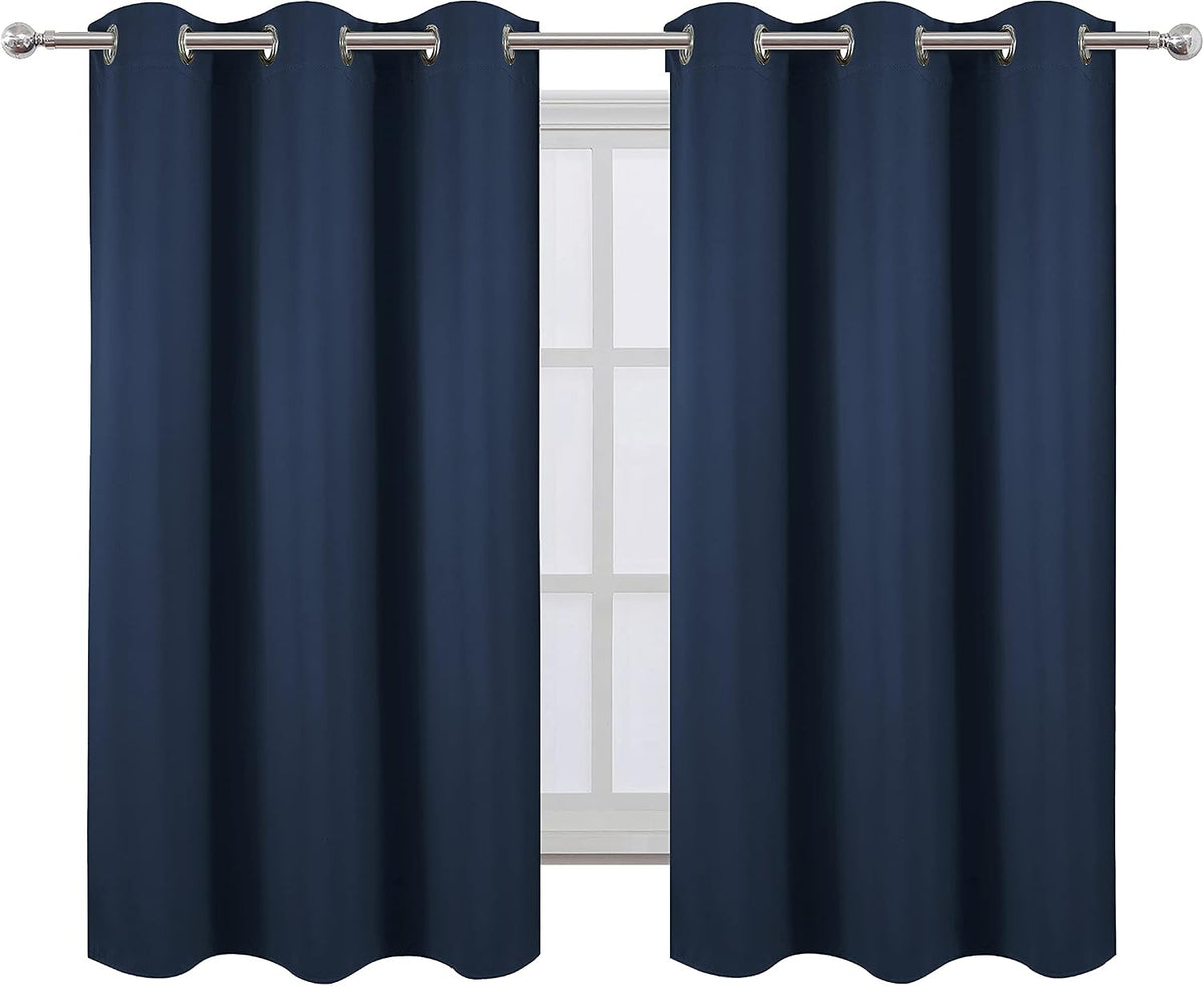 Lemomo Navy Blue Blackout Curtains 34 x 54 Inch Length/Set of 2 Curtain Panels/Thermal Insulated Room Darkening Blackout Curtains for Bedro…
