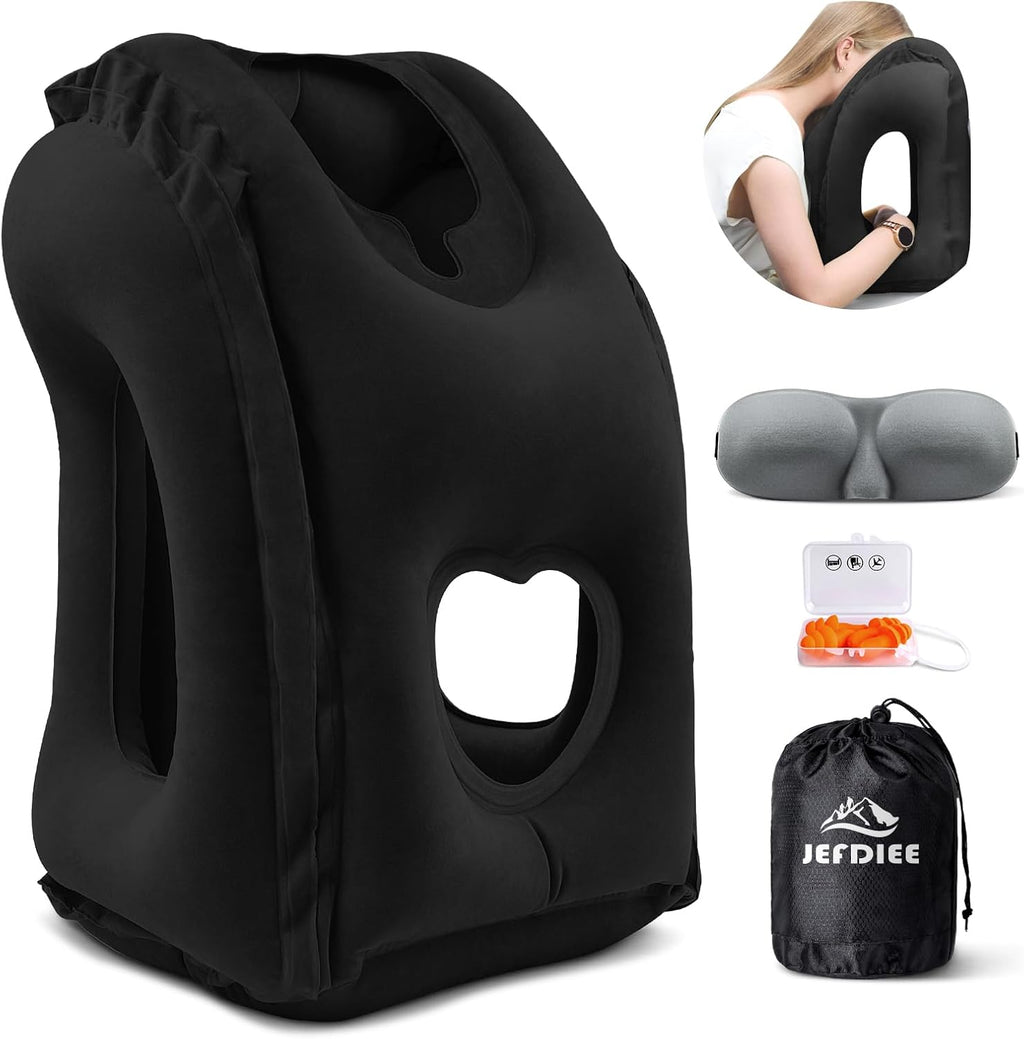Inflatable Travel Pillow, Airplane Neck Pillow Comfortably Supports Head and Chin for Airplanes, Trains, Cars Office Napping on The Tray…
