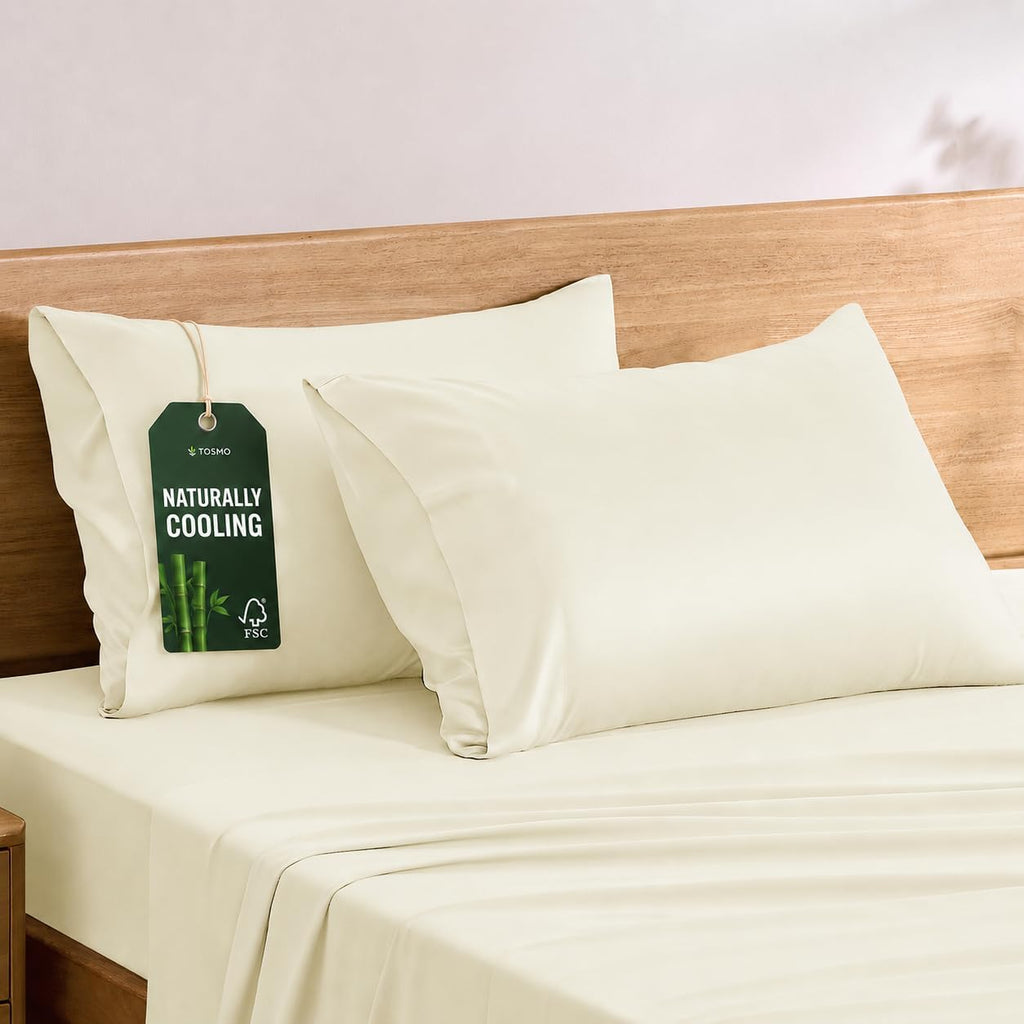 TOSMO Luxury Cooling Pillowcase Set of 2 | FSC® Certified | Viscose from Organically Grown Bamboo | Breathable Silky Soft Pillowcases…
