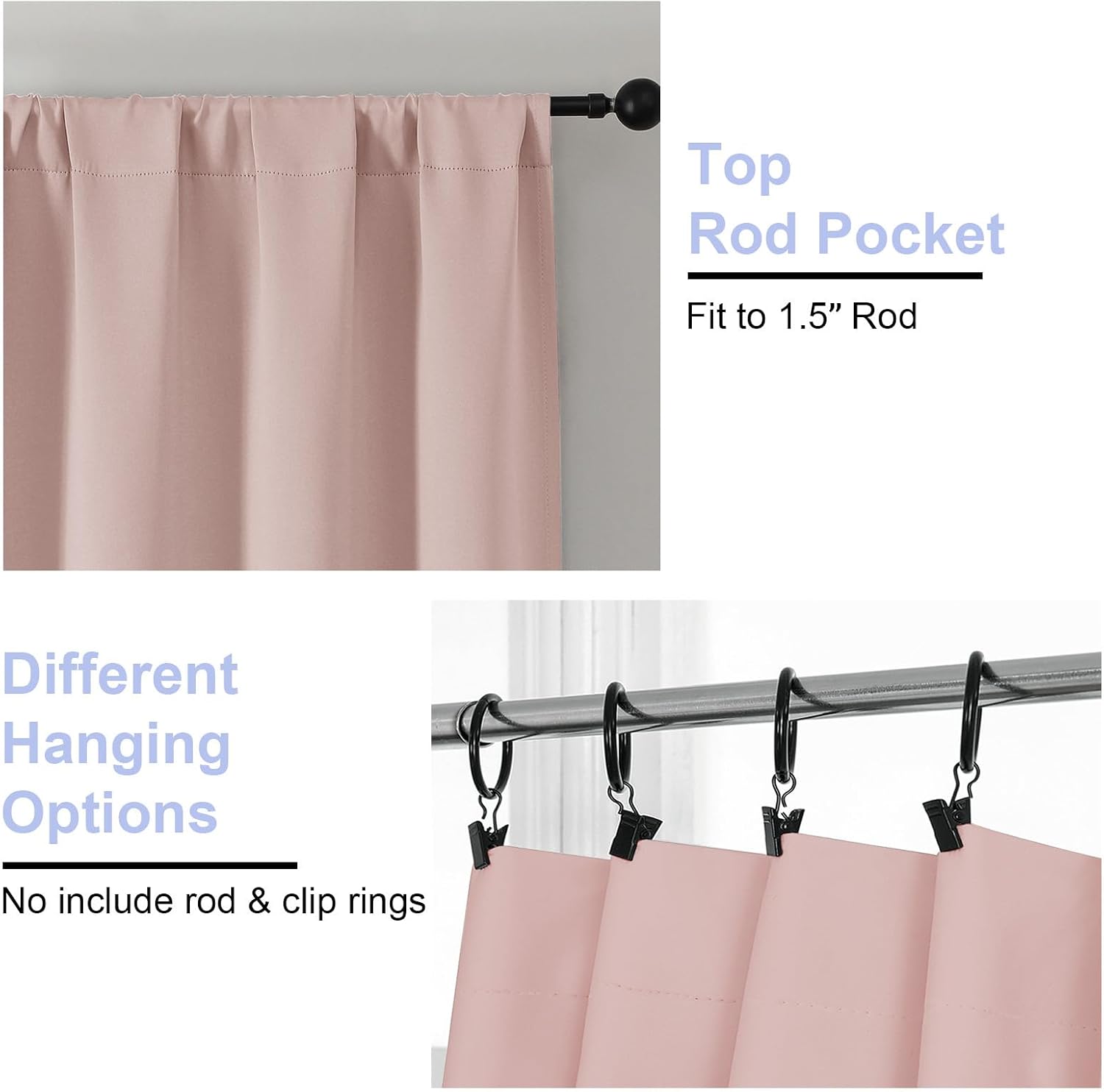 Simplebrand Ava Blush Blackout Curtains for Bedroom 84 Inch Length 2 Panels Set, Solid Thermal Insulated Privacy Nursery Window Treatment C…