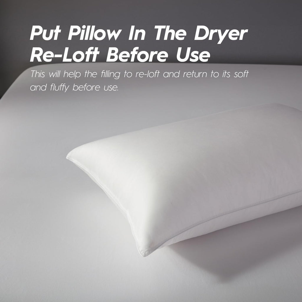 Globon King Size Firm Down Feather Pillow, Hotel Collection Bed Pillow for Side & Back Sleepers, 100% Cotton Cover, Luxury 3-Layer Support…