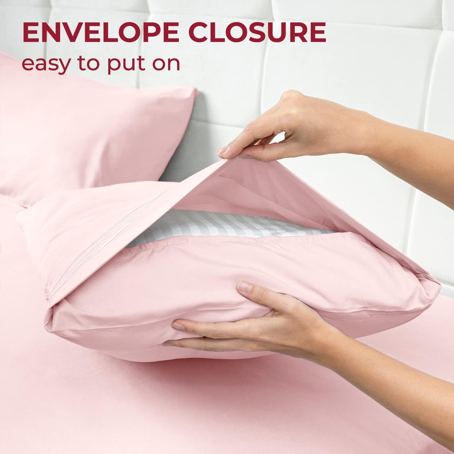 Mellanni Pillow Cases - Luxury, Extra Soft, Cooling Pillow Covers - 2 PC Iconic Collection Pillowcases - Envelope Closure (Standard/Queen 2…