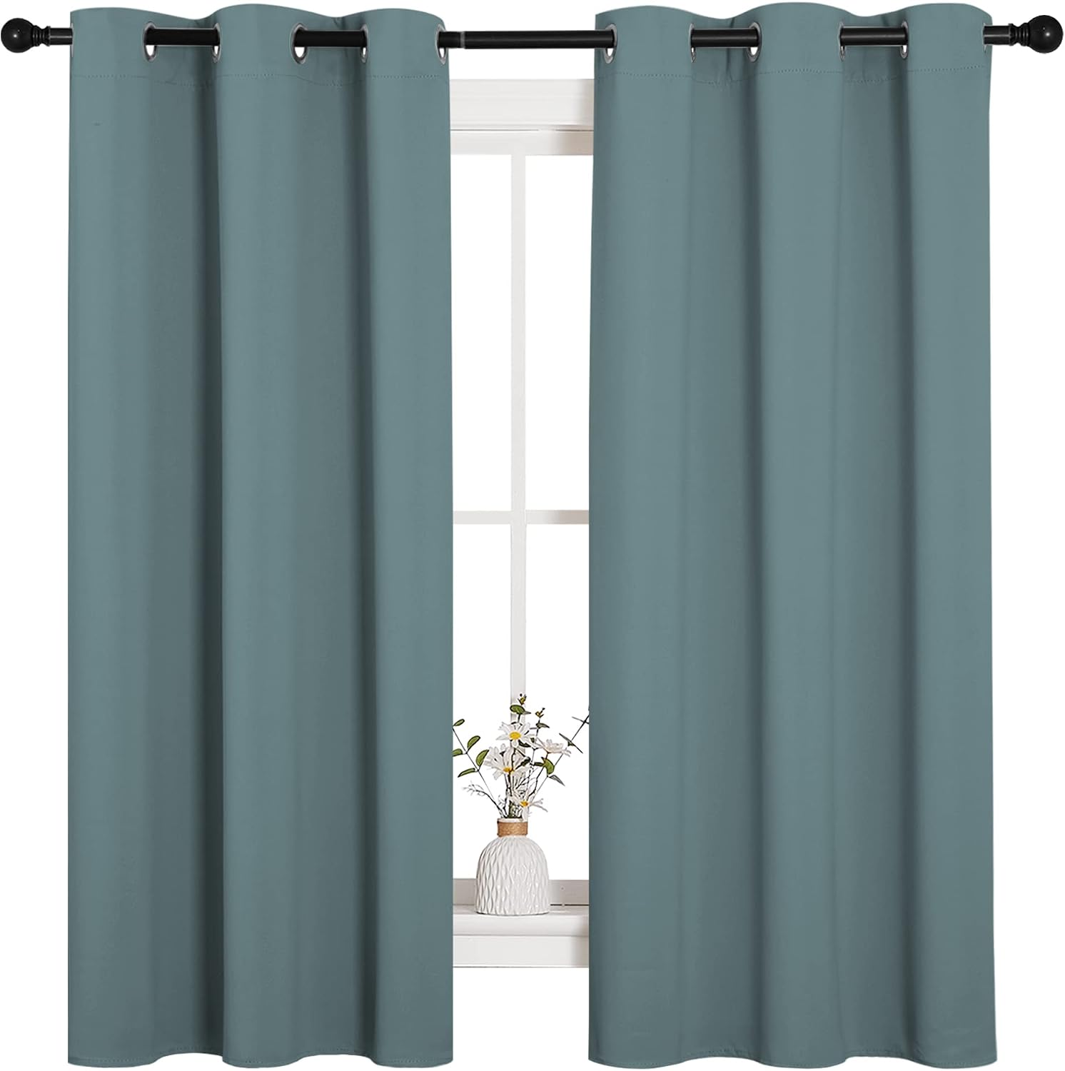 NICETOWN Modern Greyish Blue Blackout Curtains Noise Reducing, Thermal Insulated and Privacy Room Darkening Drape Panels for Boy's Guest…