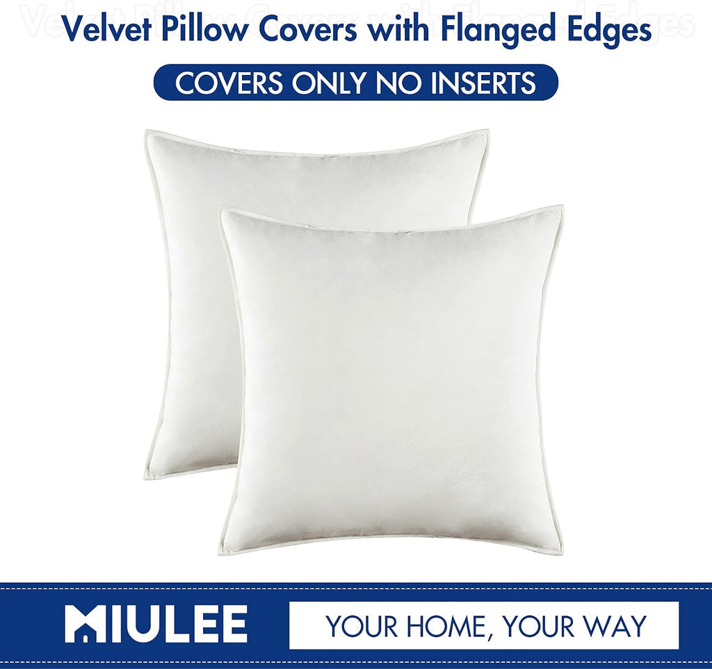 Miulee Pure White Velvet Throw Pillow Covers 24x24 Soft Decorative Solid Square Euro Sham Cushion Cases Pack of 2 Modern Luxury Home Decor…