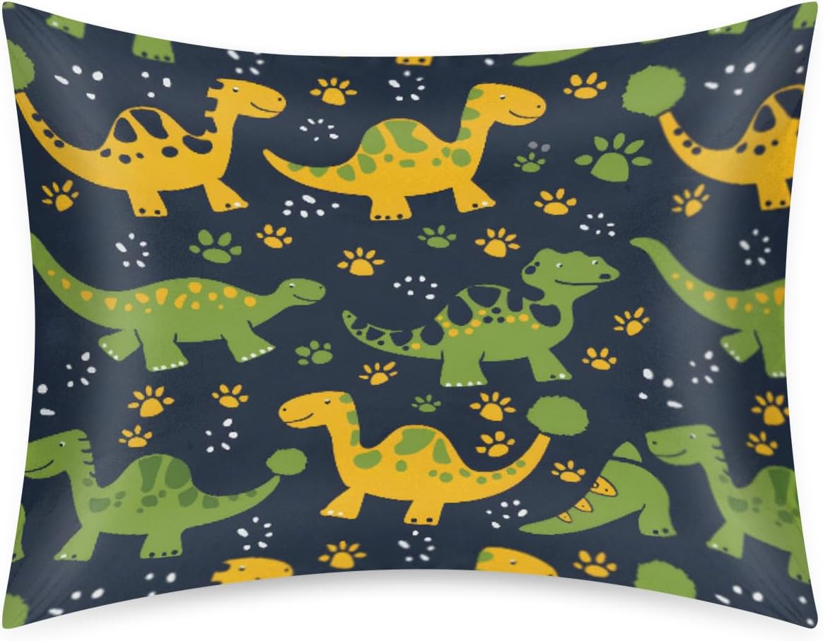 Animal Dinosaur Green Cute Satin Pillowcase for Hair and Skin Soft Silk Pillow Cases with Envelope Closure Cooling Pillow Case Slip 15.99…