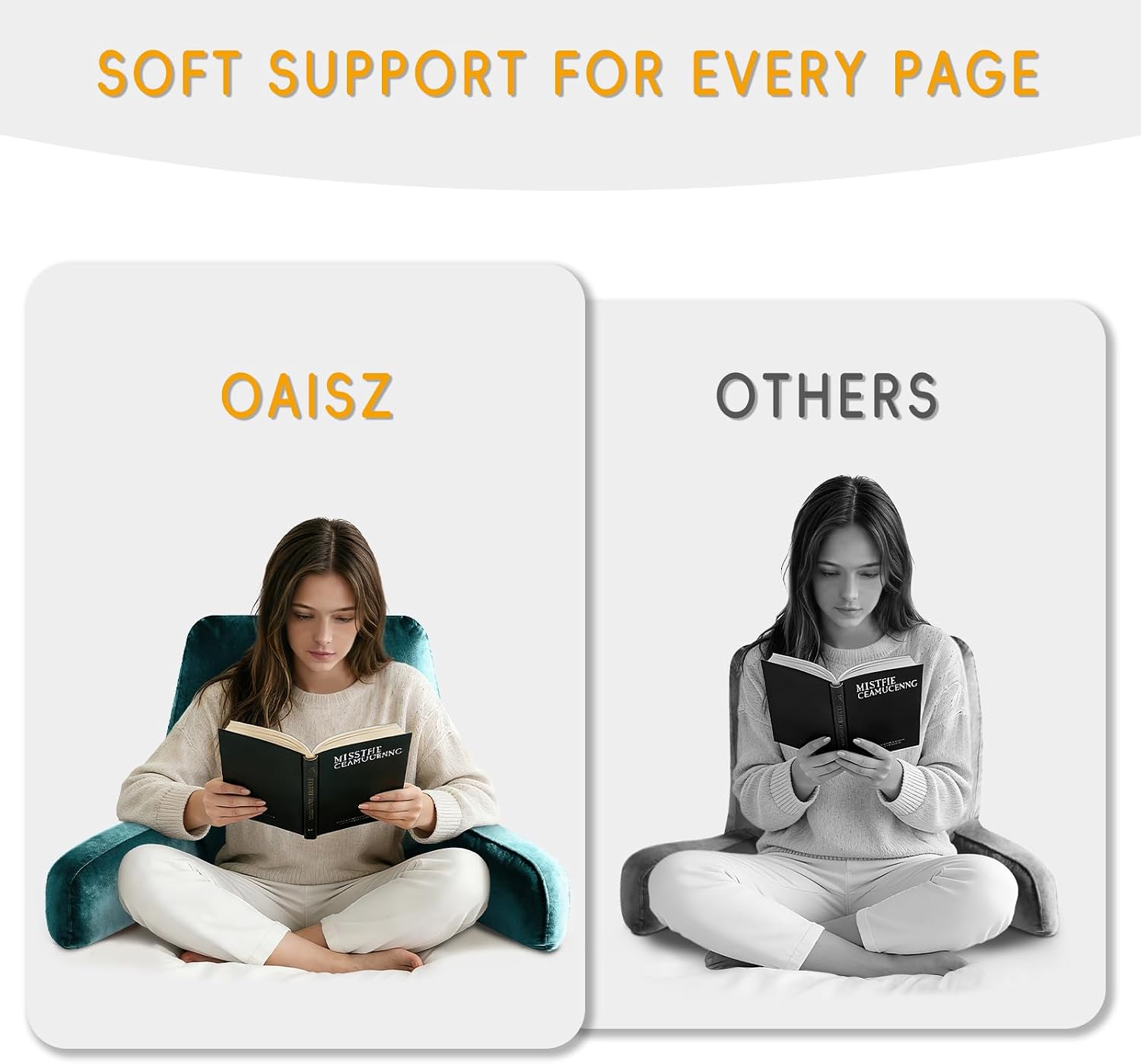 OAISZ Reading Pillow for Sitting in Bed Adult, Reading Pillow with Shredded Memory Foam, Bed Pillow with Washable Cover, Back Pillow…