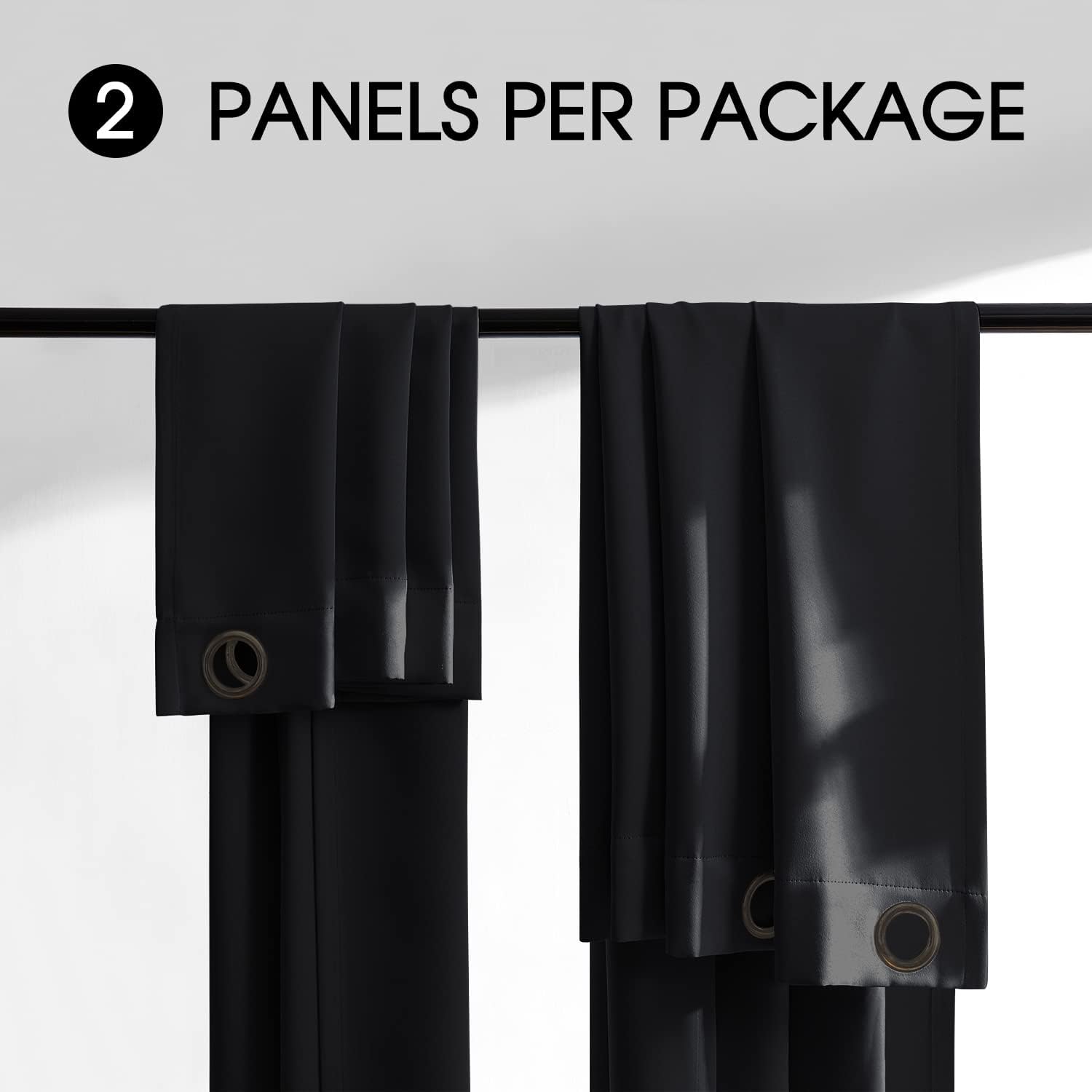 Rutterllow 100% Blackout 340 GSM Curtains,90 inches 2 Panel Sets, Heat and Full Light Blocking Drapes with Grommets for Bedroom, Thermal I…