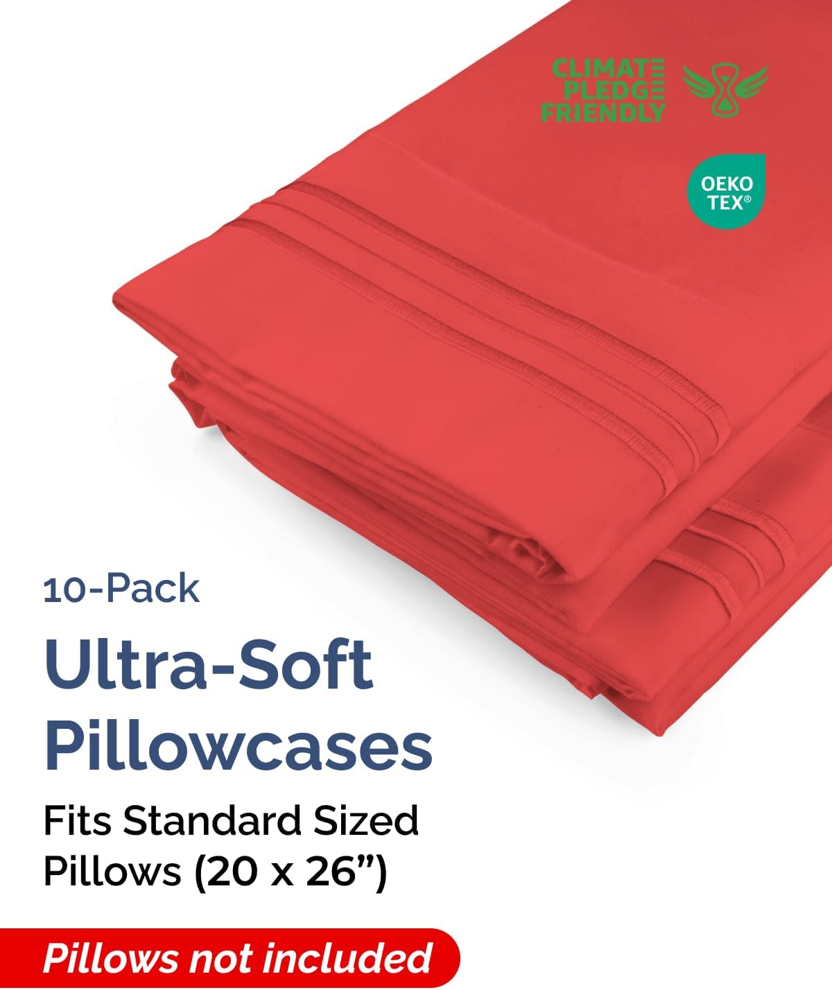 Standard Pillow Cases Set of 10 - Ultra Soft Hotel Quality Pillowcase Covers - Comfy, Cozy & Wrinkle Free - Shrink, Stain & Fade…