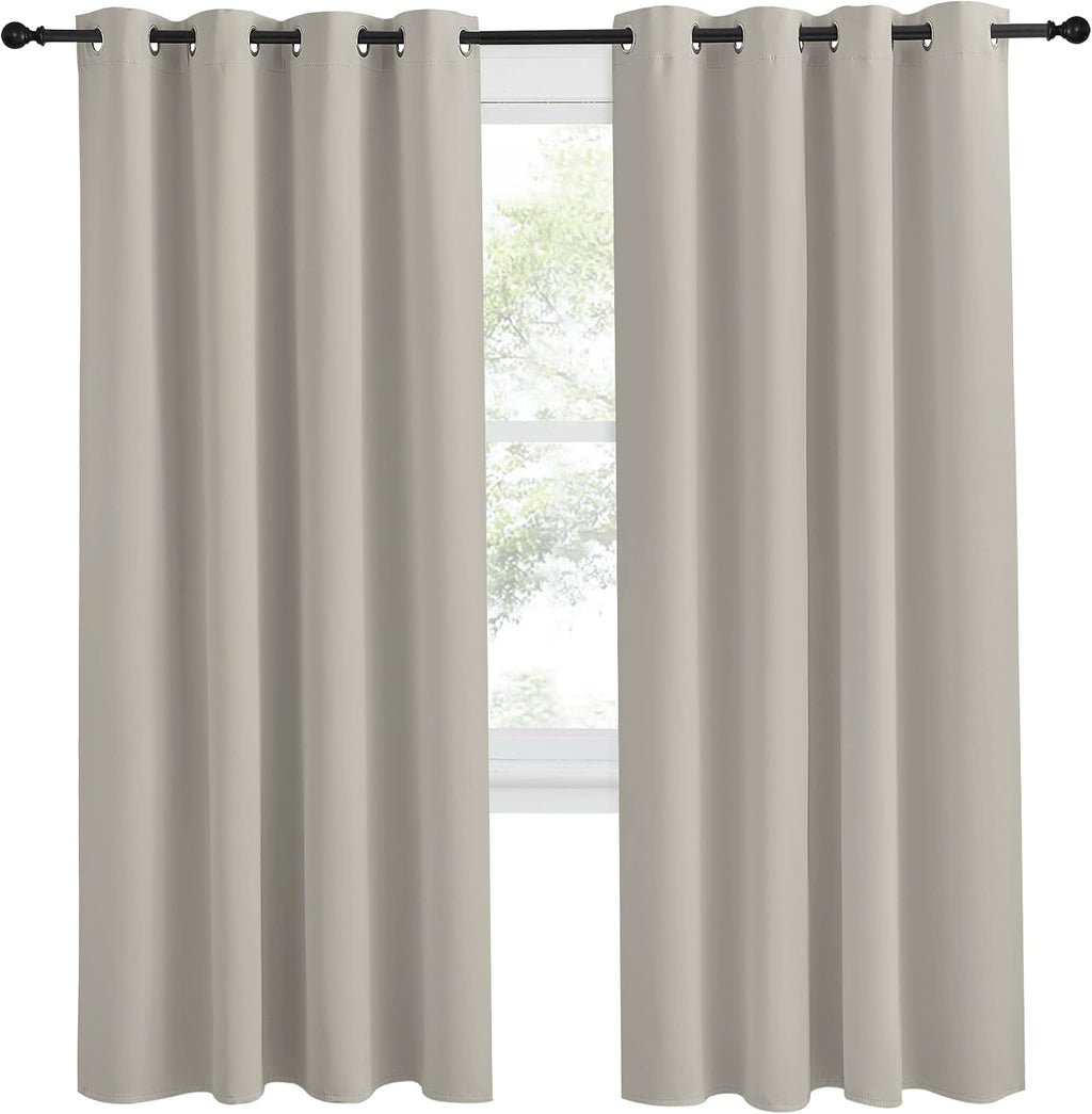 NICETOWN Blackout Natural Curtain for Living Room, 1 Panel, W55 x L78, Thermal Insulated Solid Grommet Sound Reducing Energy Saving…