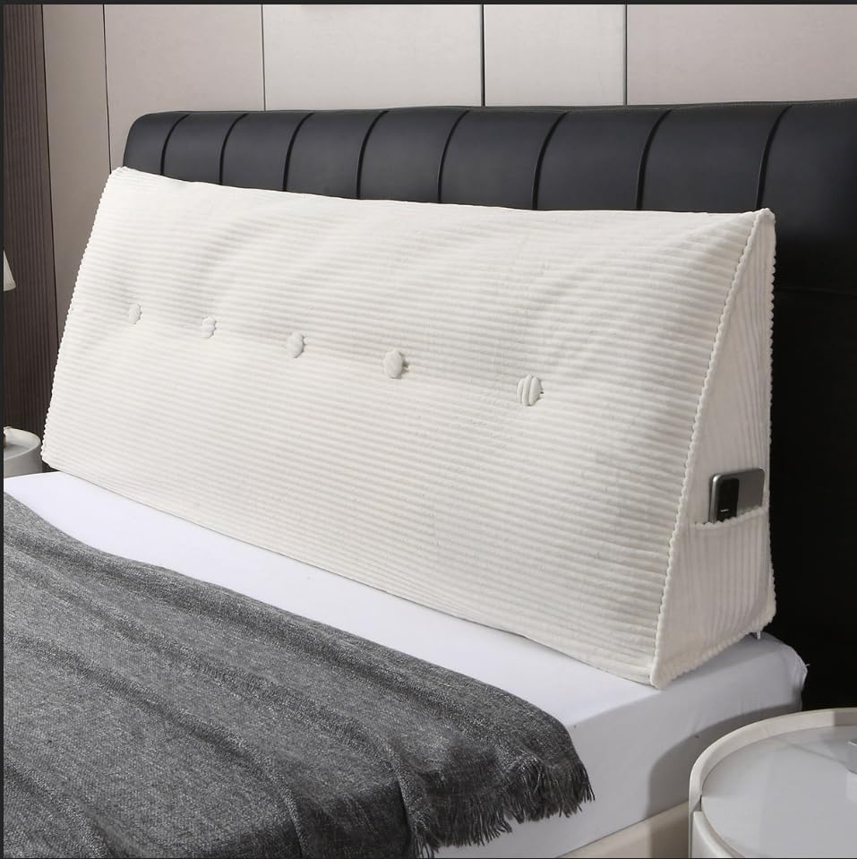 ZTVZTV Wedge Headboard Pillow for Bed, King Dorm Headboard Support for Sitting Up Reading, Relaxing, Removable Washable Corduroy Cov…