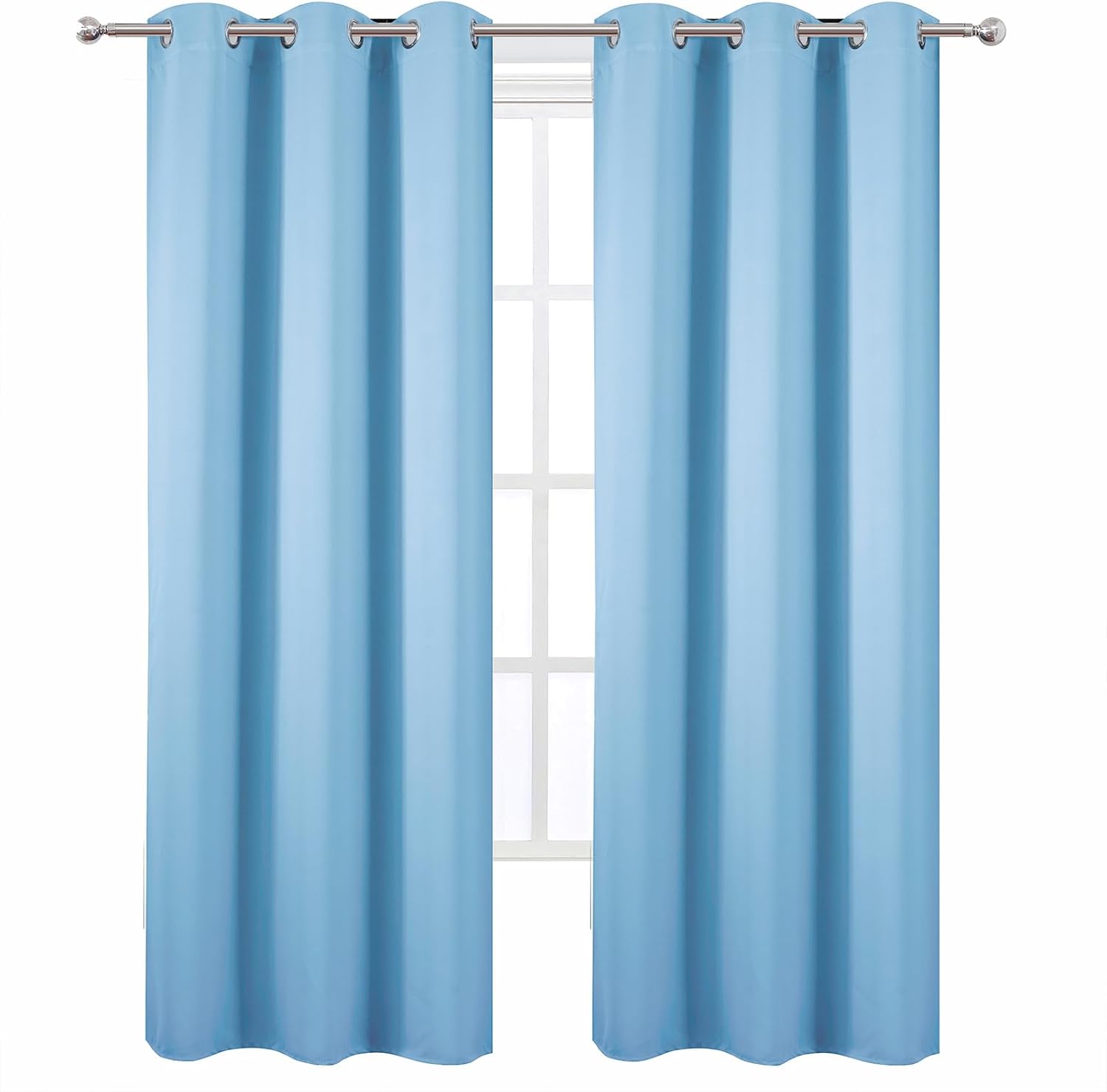 Lemomo Sky Blue Thermal Blackout Curtains/42 x 84 Inch/Set of 2 Panels Room Darkening Curtains for Bedroom 84 Inch Blue