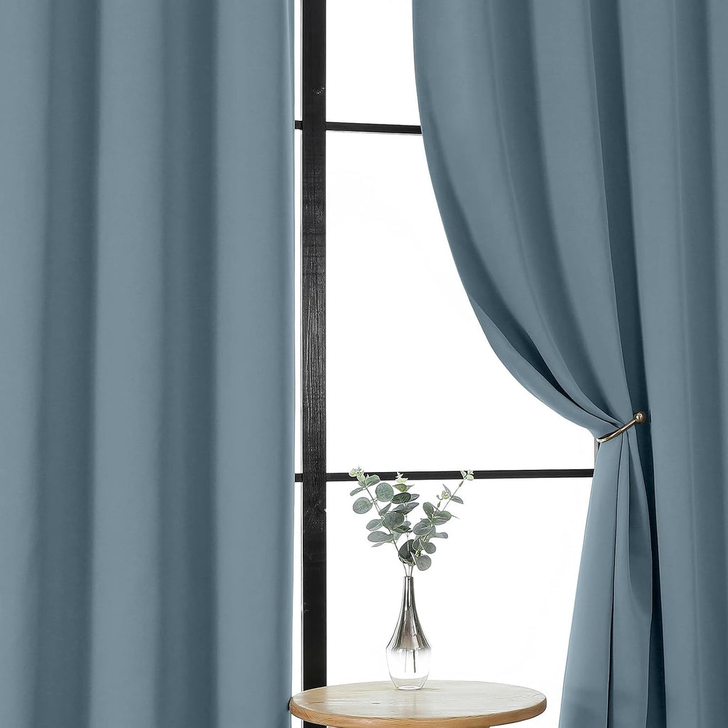 Gwine Stone Blue Short Curtains 36 Inches Long, Small Half Window Curtains Thermal Insulated Room Darkening Blackout Curtain for Bathroom…