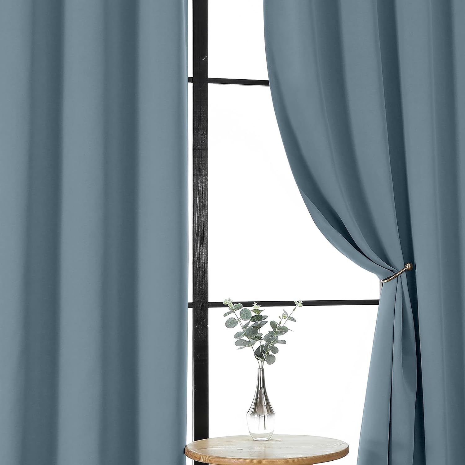 Gwine Stone Blue Blackout Curtains for Bedroom 84 inches Long 2 Panels Set, Solid Noise Reducing Thermal Insulated Blackout Curtains for…