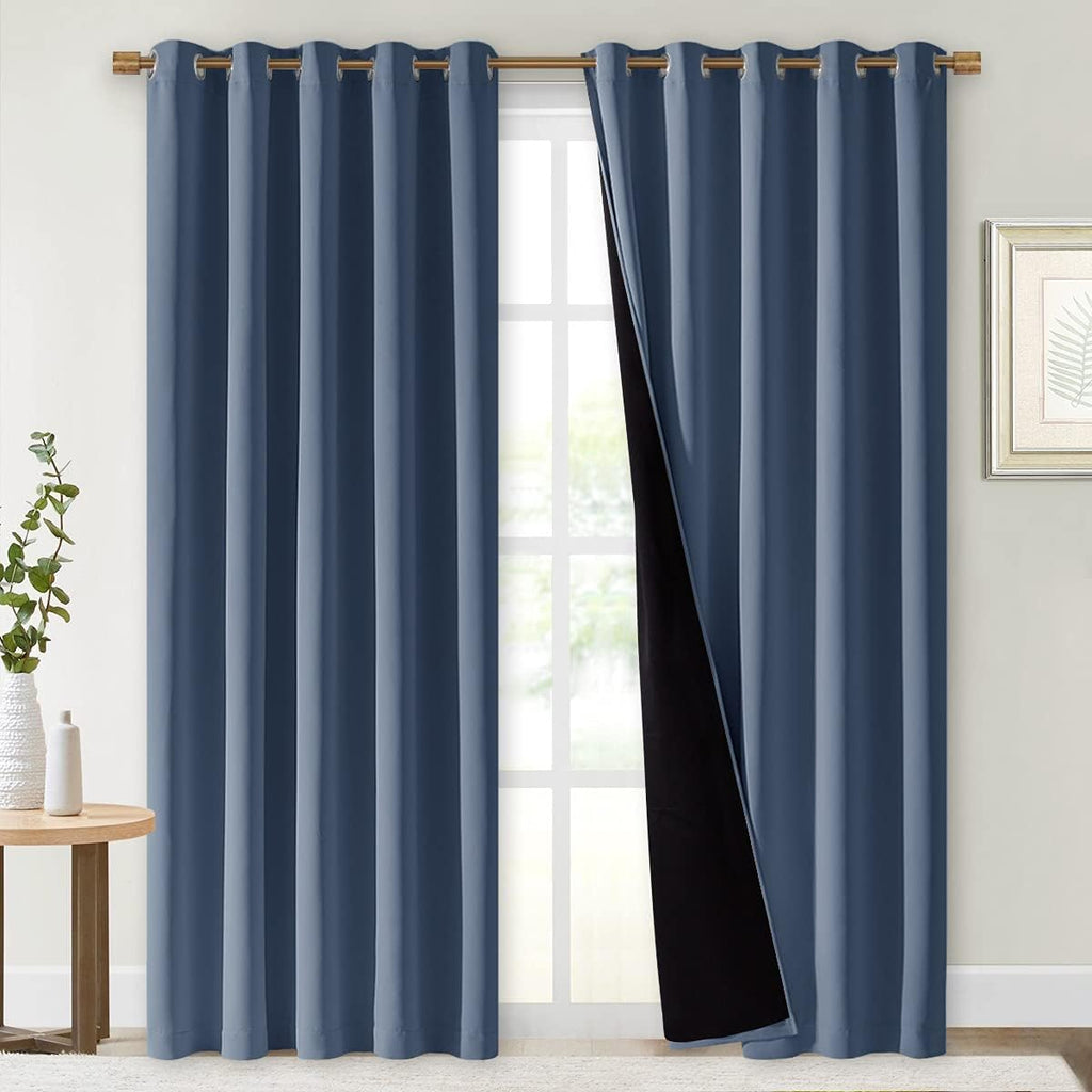 Nicetown 100% Blackout Curtains 84 inches Long, Pair of Energy Smart & Noise Blocking Out Drapes for Baby Room Window, Thermal Insulated Gu…