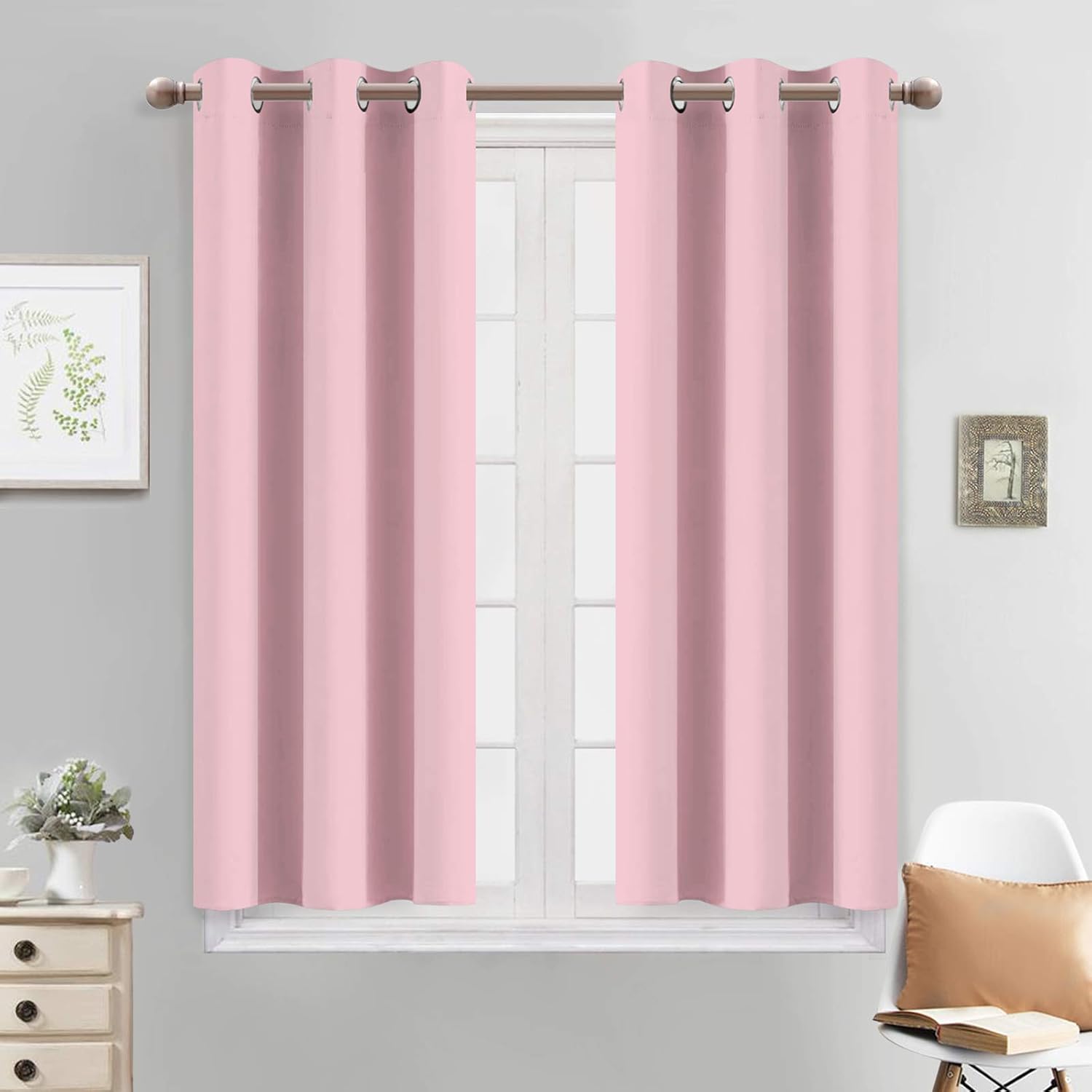 Yakamok Light Blocking Window Blackout Curtains Thermal Insulated Room Darkening Drapes for Bedroom, Solid Grommet Top Window Panels…