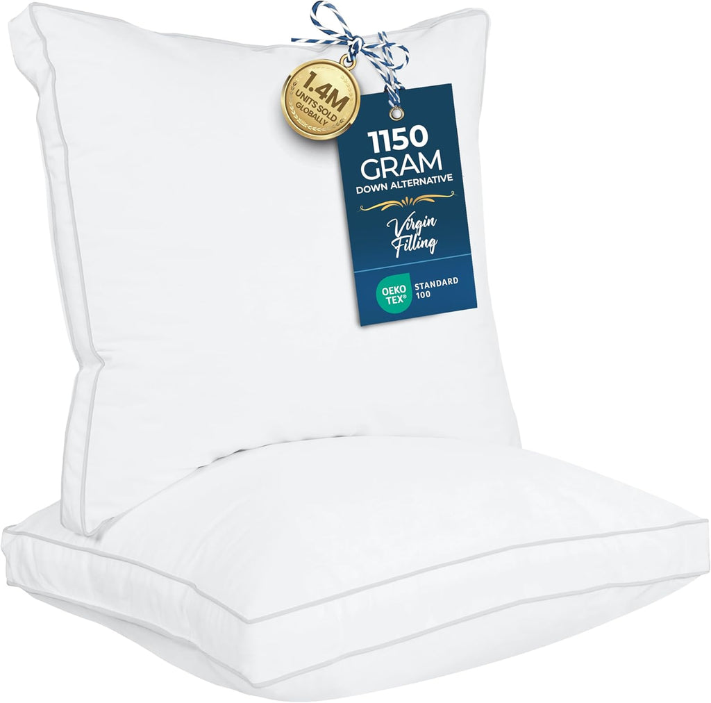 Utopiabedding Utopia Bedding Bed Pillows for Sleeping Euro Pillows (White), Set of 2, Soft & Fluffy Pillow with Down Alternative Filling, C…