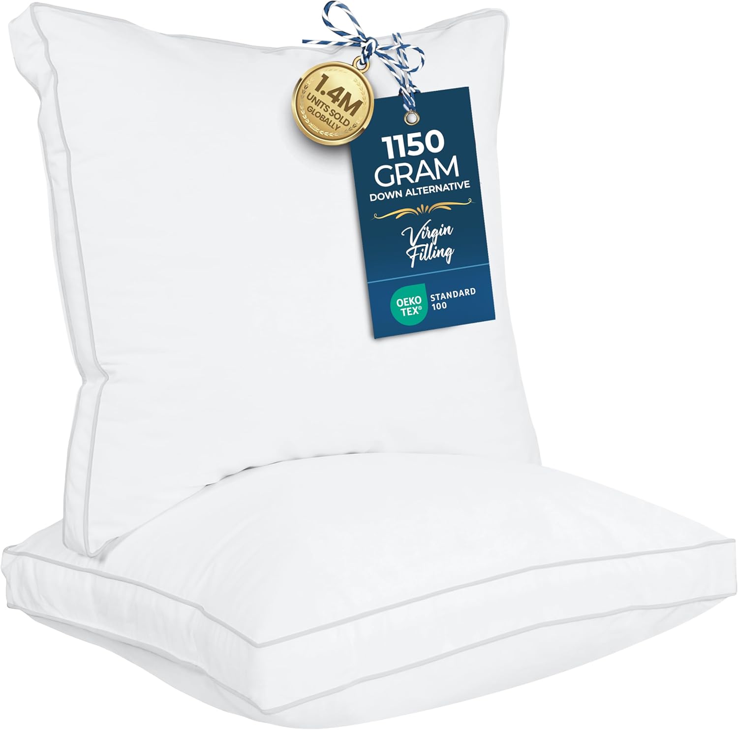 Utopiabedding Utopia Bedding Bed Pillows for Sleeping Euro Pillows (White), Set of 2, Soft & Fluffy Pillow with Down Alternative Filling, C…