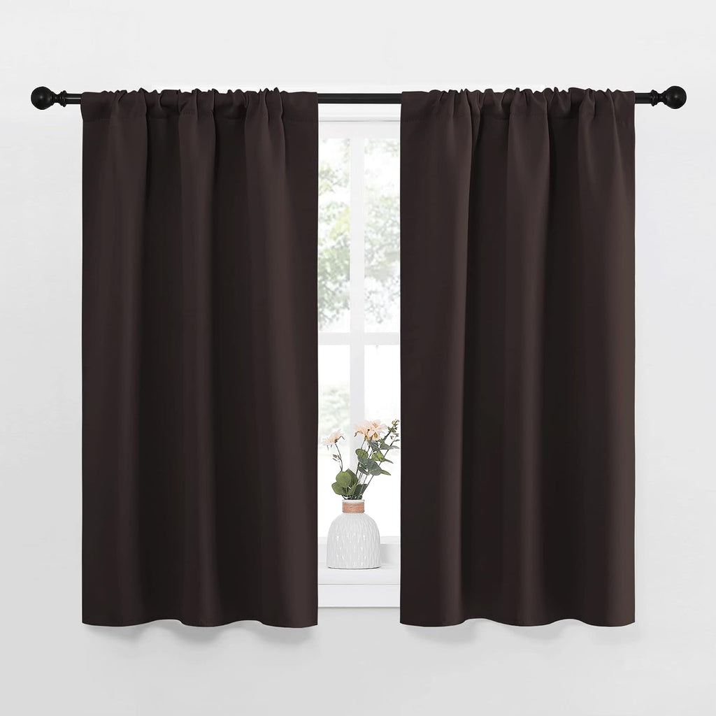 NICETOWN Kitchen Curtains, Short Blackout Curtains & Drapes, Energy Smart Noise Reducing Curtain Panels for Kids Bedroom (Toffee Brown…