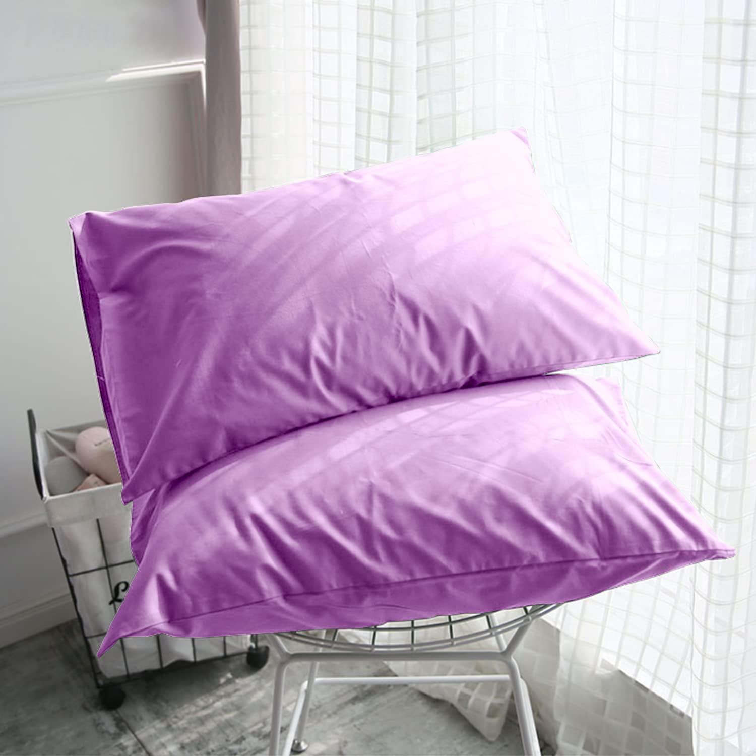 FLXXIE Pillow Cases Standard Size, Soft Microfiber Pillow Covers with Envelope Closure, Wrinkle, Stain Resistant Pillowcases, 2 Piece…