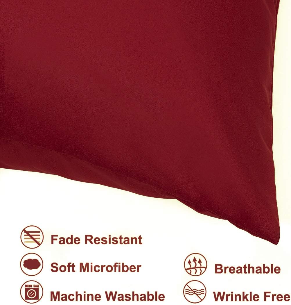uxcell Standard Satin Pillowcase with Zipper, Super Soft and Luxury, Silky Pillow Cases Covers Set of 2, 21"x27", Red