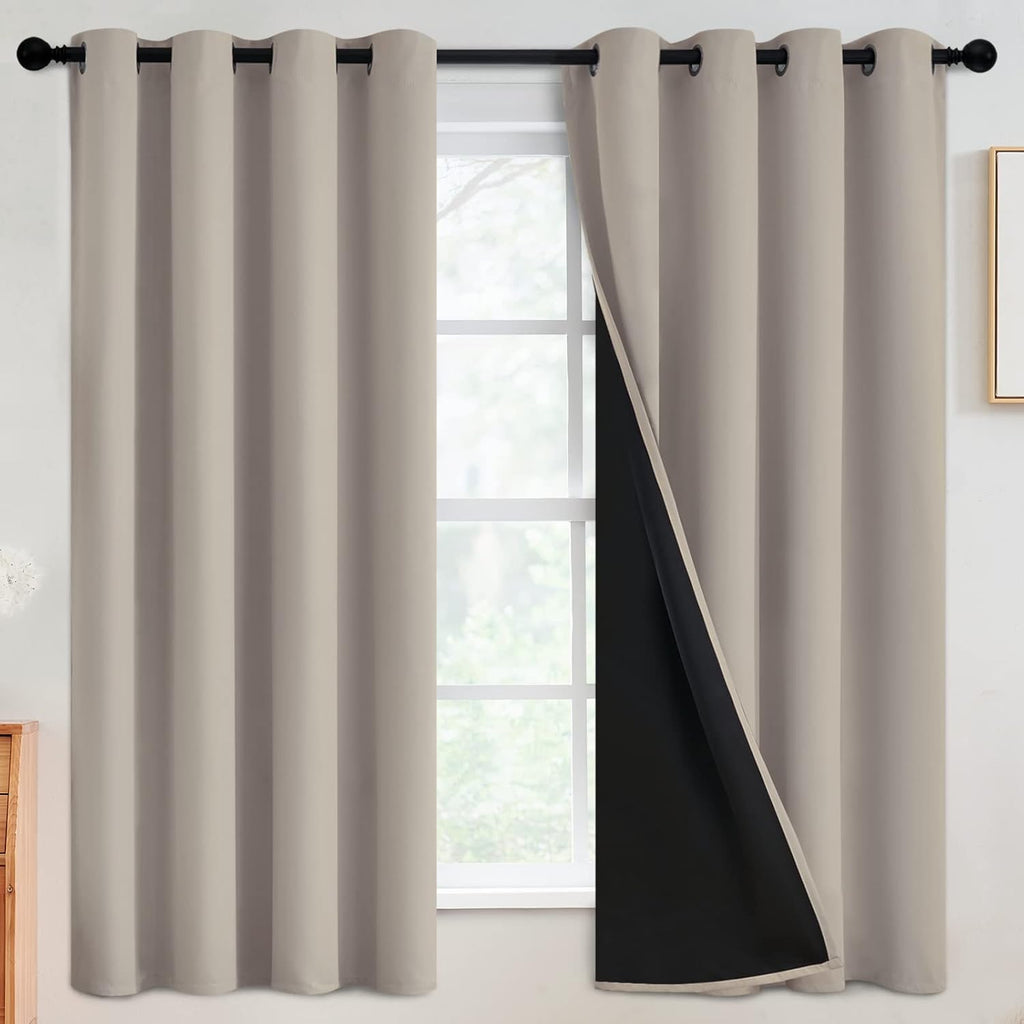 SimpleHome 100% Blackout Curtains for Bedroom, Thermal Insulated Natural Grommet Window Drapes Room Darkening Curtains for Living Room with…