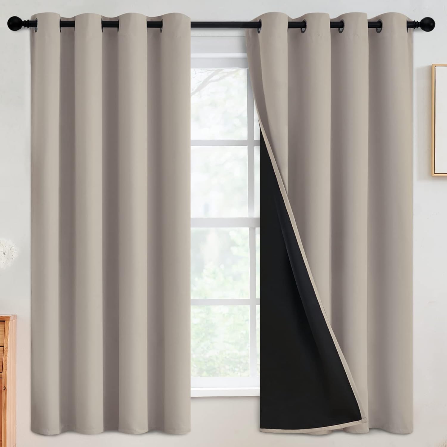 SimpleHome 100% Blackout Curtains for Bedroom, Thermal Insulated Natural Grommet Window Drapes Room Darkening Curtains for Living Room with…