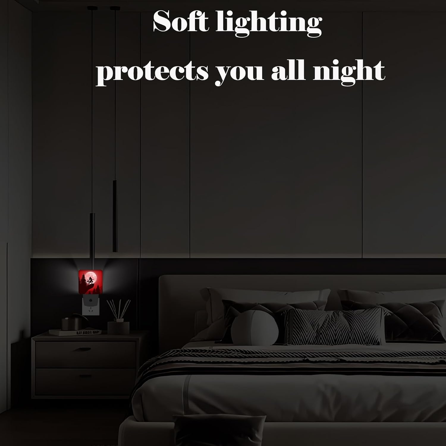 Blood Moon and Werewolves Night Light, Plug-in Night Lights with Dusk-to-Dawn Sensor for Stairway, Hallway, Bedroom Sleep Friendly Ideal for…