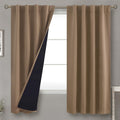 BGment Taupe 100% Blackout Curtains 63 Inches Long with Thermal Insulated Liner, Rod Pocket and Back Tab Double Layer Full Room Darkening…