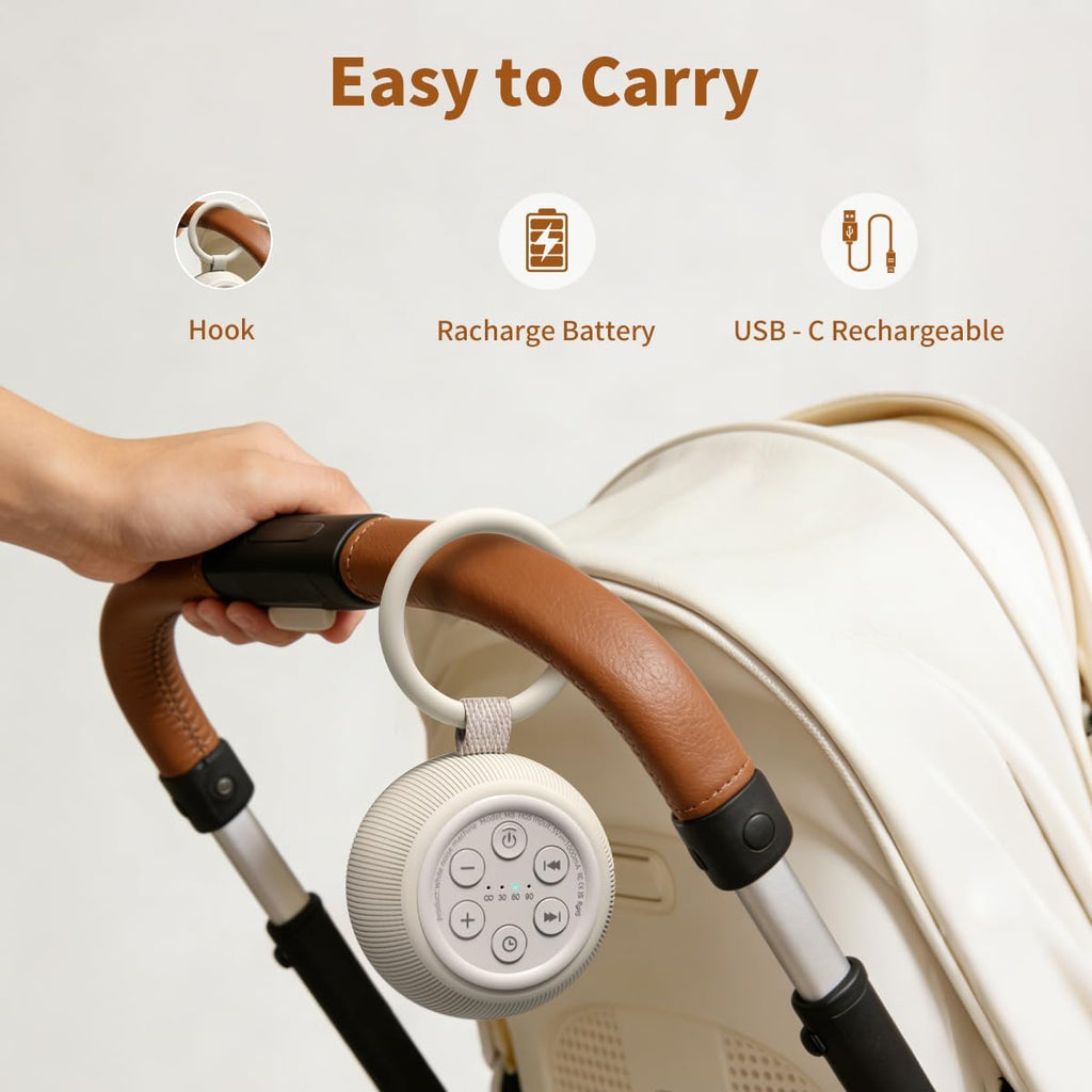 Portable Travel Sound Machine White Noise Machine 40h Battery Brown Noise Machine 30 Soothing Sounds & Hushing Sound for Baby 4 Timers…