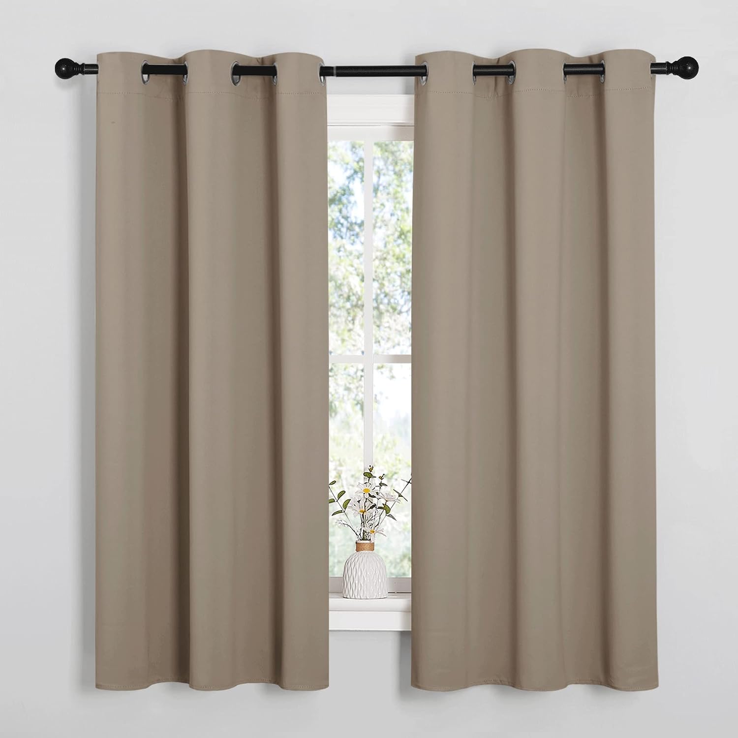 NICETOWN Sleek Blackout Curtains 63 inches Length for Small Windows, Noise Reducing and Block Draft Panels for Door Doorway Laundry…