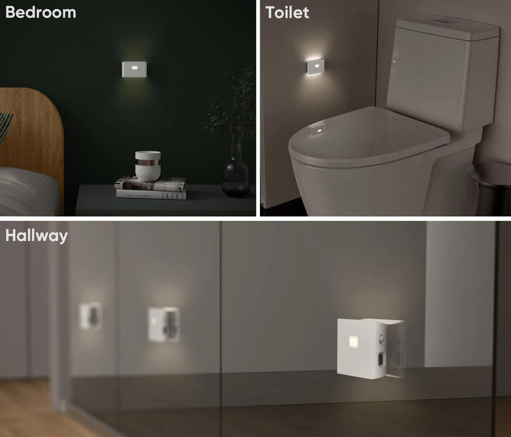 WYZE Rechargeable Night Lights with Dusk to Dawn & Motion Sensors, Warm & Soft White Stair Lights for Bathroom, Hallway, Linkable…