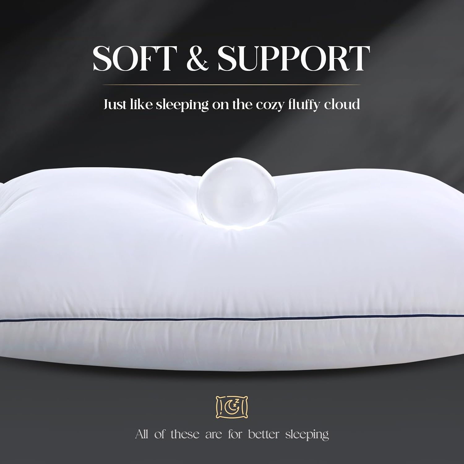 Luxurious Goose Down Bed Pillows King Size Set of 2, Hotel Collection Pillows Designed for Deep Sleep, Soft and Supportive Filling for…