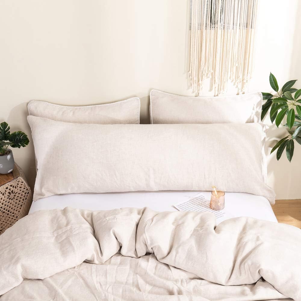 Simple&Opulence Body Pillow Cover 20" x 54",100% Pure Linen, Ultra Soft and Breathable, Body Pillowcase with Envelope Closur…