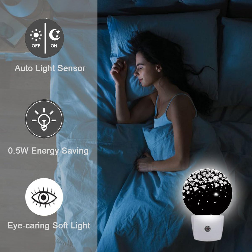 Shiny Diamond Night Light Plug-in Sleep Lamp Led Dusk to Dawn Night Light for Bedroom
