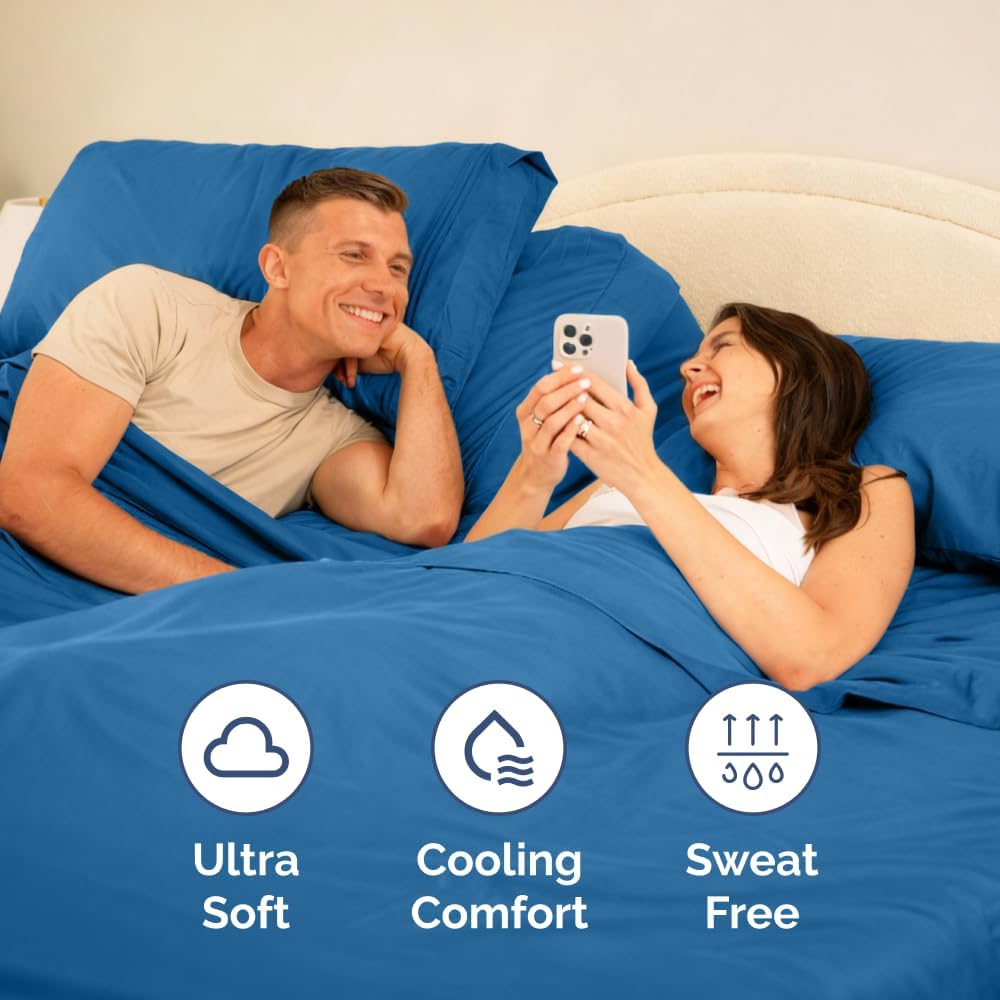 Flex Top Split Head King 4 Piece Sheet Set - Ultra-Soft, Breathable & Cooling Bed Sheets Set - Hotel Luxury Bedding for Women & Men with…