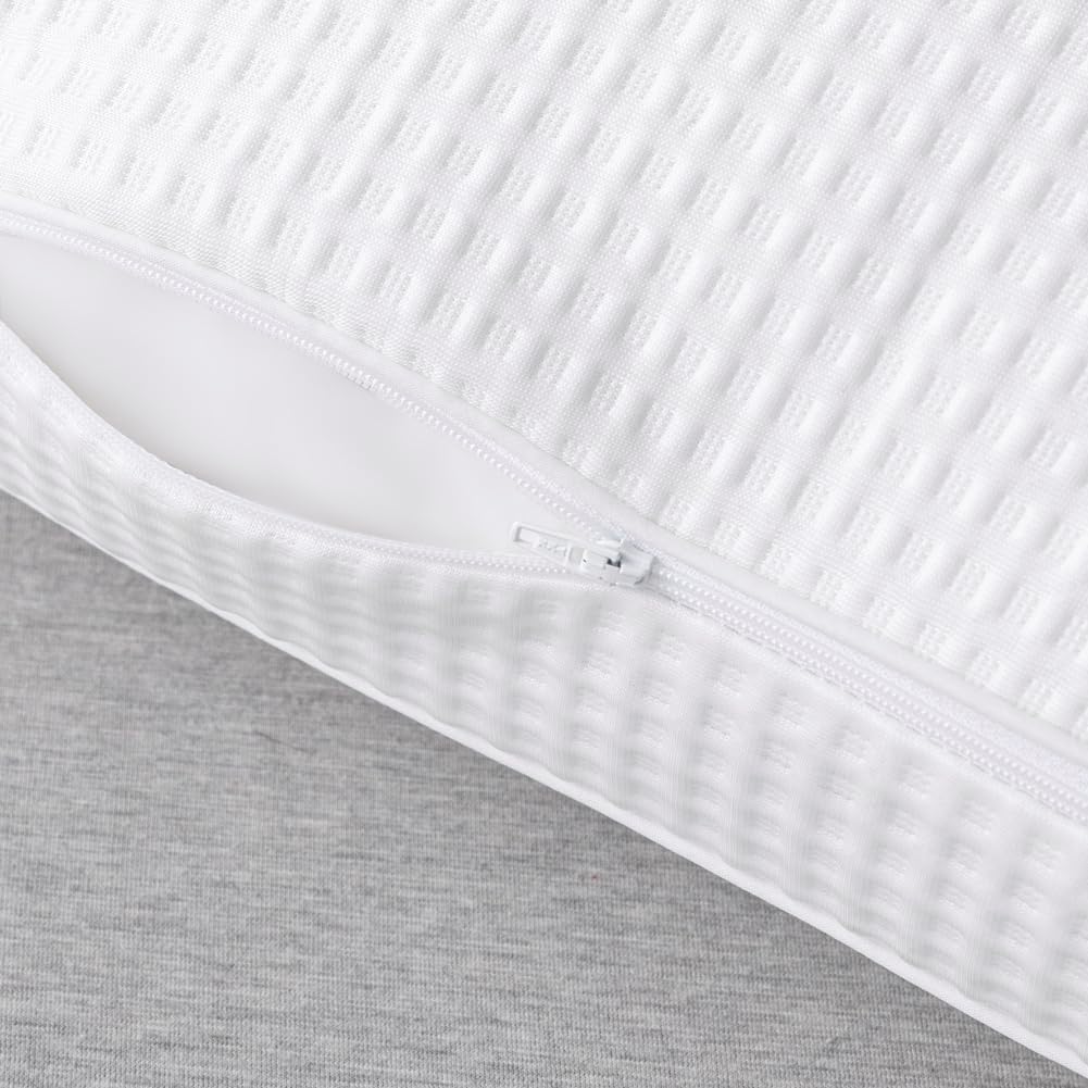 STONECREST Cooling Gusseted Pillow Protector for Memory Foam Pillow- 1 PC, Zipper Premium Gusset Pillow Encasement Covers(White, Standard)