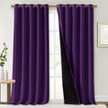 Nicetown 100% Blackout Curtains with Black Liner Backing, Thermal Insulated Curtains for Living Room, Noise Reducing Drapes, Royal Purple,…