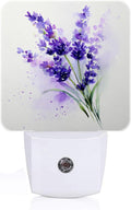 Purple Lavender Flowers Night Light, Wild PlantsPlug Into Wall for Boys Girls Bedroom Decorative Square Night Light Lamp 0.5w Sleep Friendly