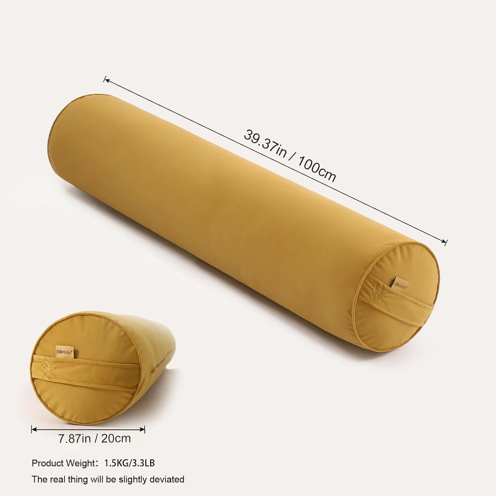 Body Pillow for Adults, Long Round Pillow, Big Cylindrical Pillow, Large Full Bolster Pillows for Side Sleepers (Honey Yellow, 39.37"*7.87")