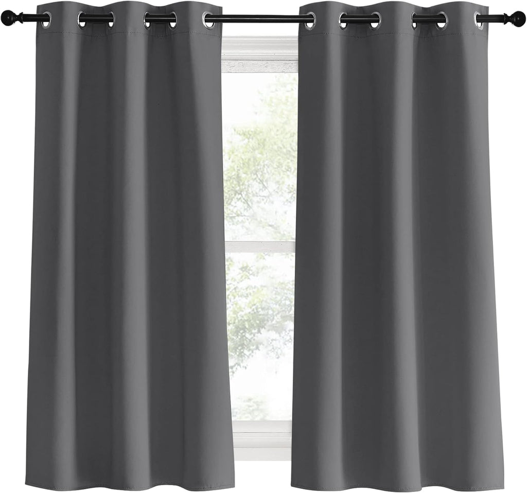 NICETOWN Blackout Window Curtains 60 inch Length 2 Panels, 34 x 60 Inch, Grey, Grommet Top Room Darkening Thermal Insulated Solid…