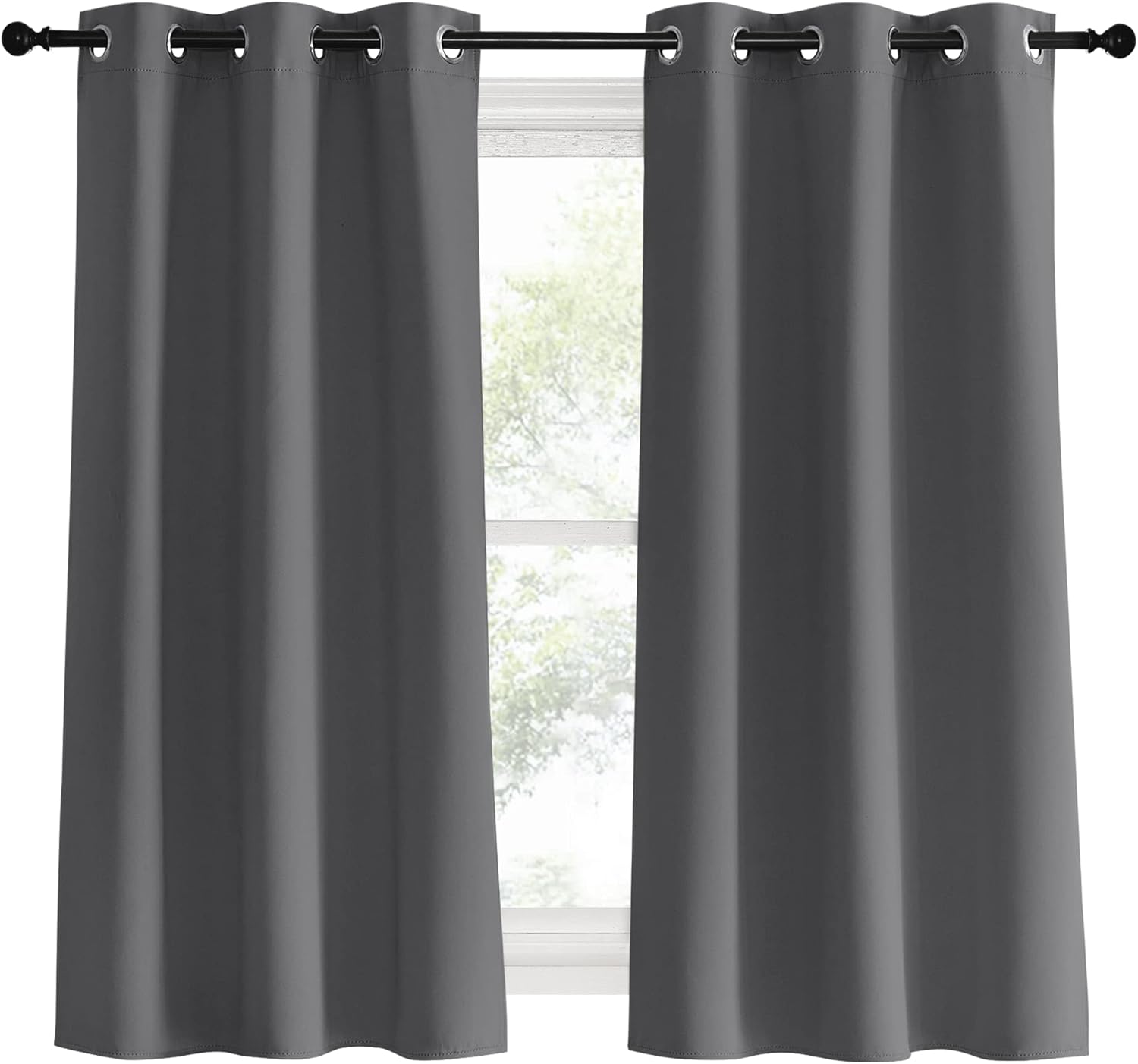 NICETOWN Blackout Window Curtains 60 inch Length 2 Panels, 34 x 60 Inch, Grey, Grommet Top Room Darkening Thermal Insulated Solid…