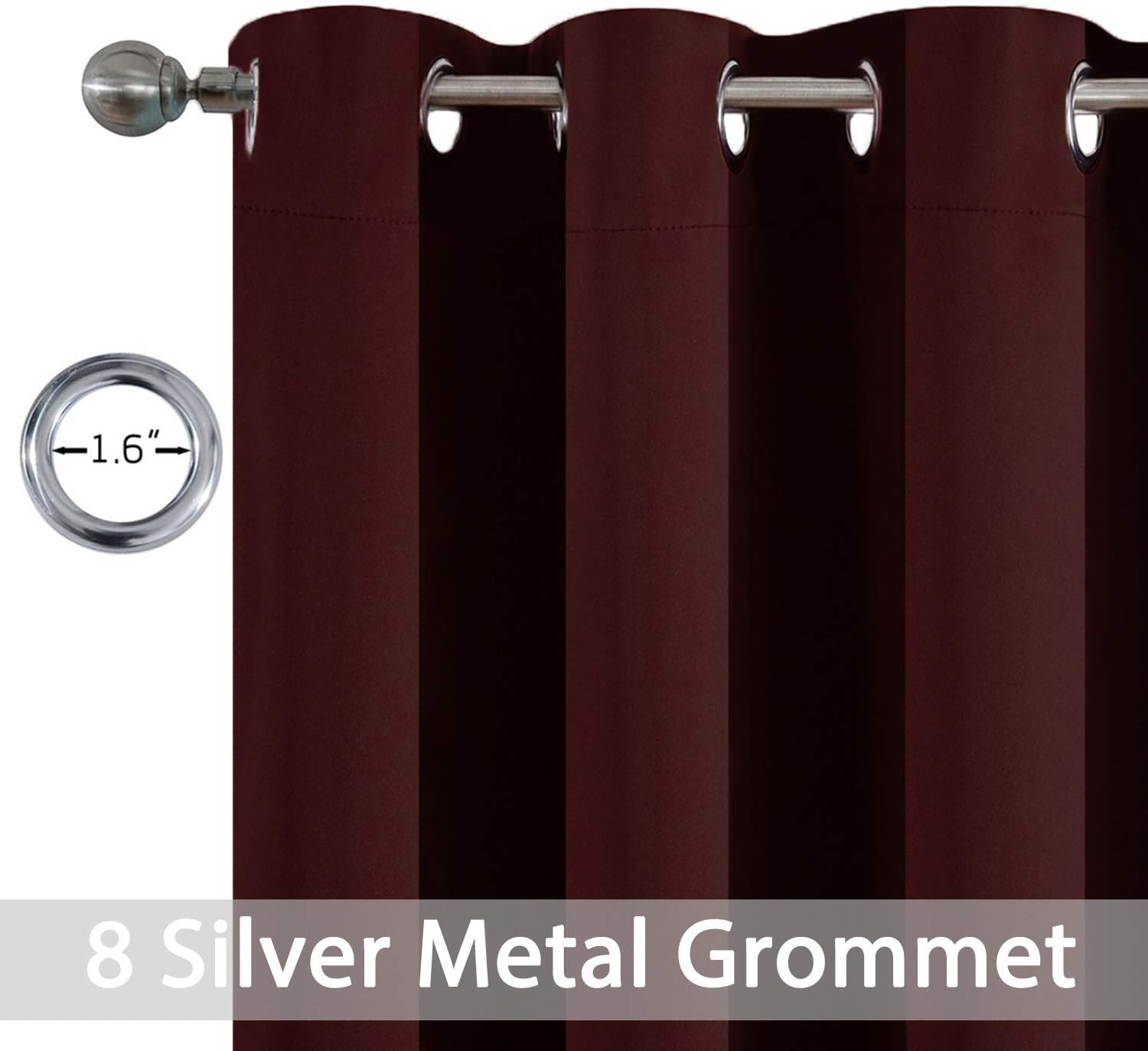 Yakamok Window Treatment Blackout Thermal Insulated Room Darkening Solid Grommet Curtains/Drapes for Bedroom Living Room (Burgundy…