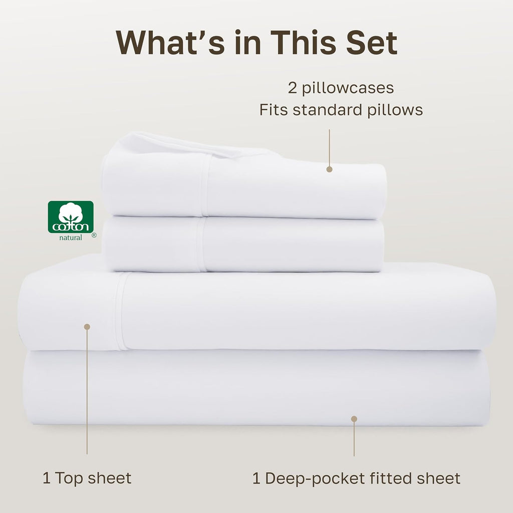 CaliforniaDesignDen California Design Den Soft 100% Cotton Full Sheet Set, 400 Thread Count Good Housekeeping Award Winner, Silky Smooth Sa…