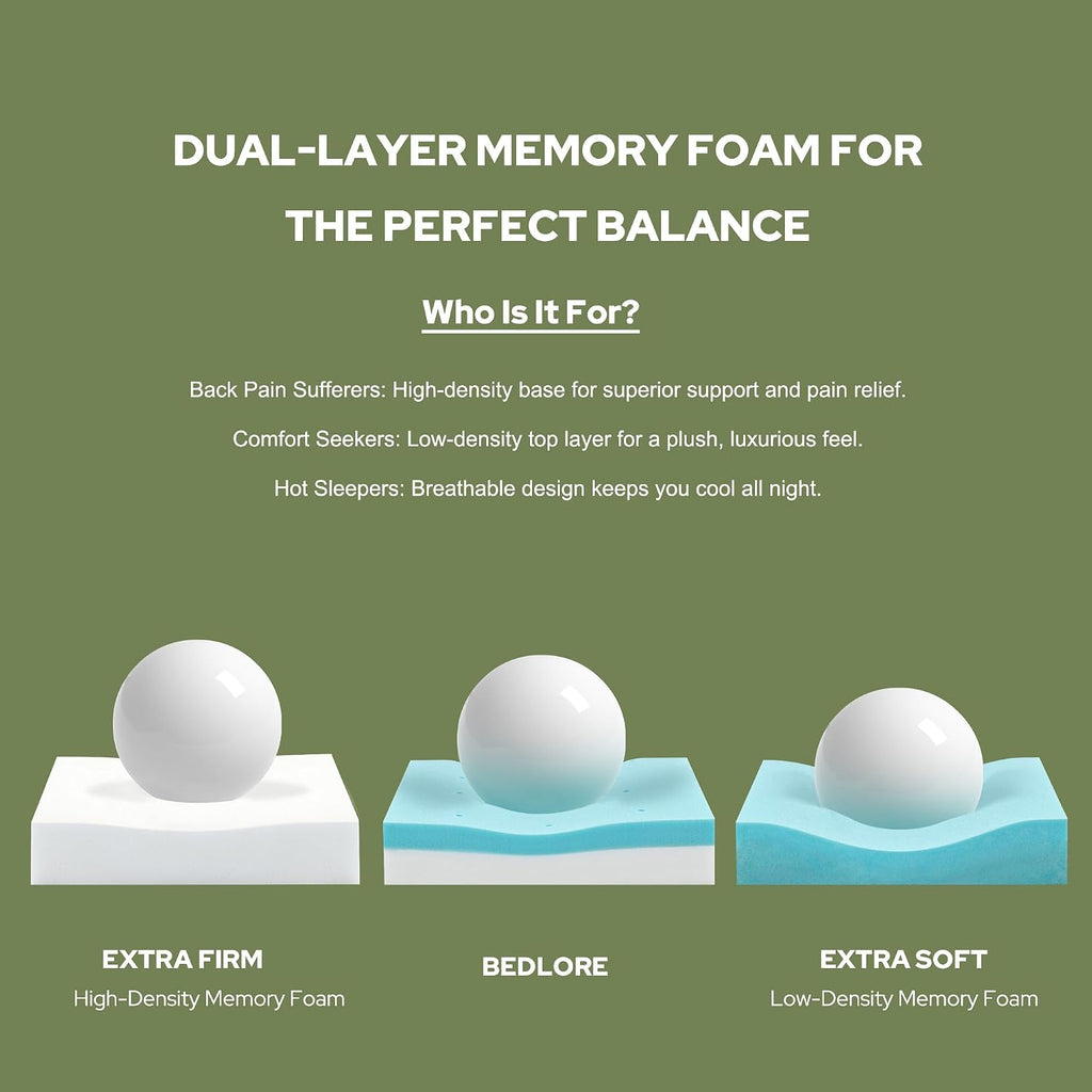Bedlore California King Memory Foam Mattress Topper 4 Inch,2-in-1 Dual Layer Design (2"Gel Memory Foam + 2"Plush Pillow Top Cover) Mattress…